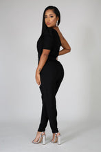 Load image into Gallery viewer, “Coal Mine” Black One Shoulder Short Sleeve Jumpsuit For Ladies - Cali &amp; Clyde