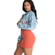 Charger l'image dans la galerie, "Shredder" Blue Jean Denim Jacket With Rips and Fringe For Ladies (S-5XL) - Cali &amp; Clyde