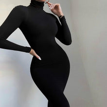 Load image into Gallery viewer, Cali and Clyde &quot;Truth or Dare&quot; Long Sleeve Bodycon Dresses Black Turtleneck