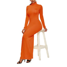 Load image into Gallery viewer, Cali and Clyde &quot;Truth or Dare&quot; Long Sleeve Bodycon Dresses Orange Turtleneck