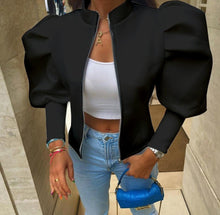 Charger l'image dans la galerie, "Princess Cutz" Oversized Puff Sleeve Jacket For Ladies Black