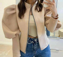 Charger l'image dans la galerie, "Princess Cutz" Oversized Puff Sleeve Jacket For Ladies Beige