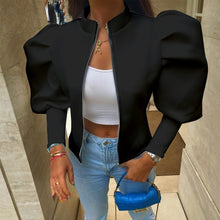 Charger l'image dans la galerie, "Princess Cutz" Oversized Puff Sleeve Jacket For Ladies Black