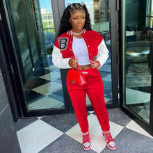 Charger l'image dans la galerie, "Sporty Spice" Letterman Jacket and Pants Set For Ladies (S-2XL) - Cali &amp; Clyde