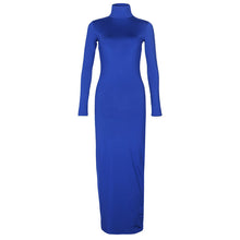Load image into Gallery viewer, Cali and Clyde &quot;Truth or Dare&quot; Long Sleeve Bodycon Dresses Blue Turtleneck