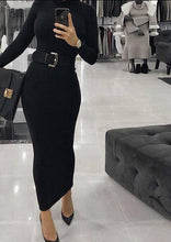 Load image into Gallery viewer, Cali and Clyde &quot;Truth or Dare&quot; Long Sleeve Bodycon Dresses Black Full View