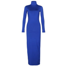 Load image into Gallery viewer, Cali and Clyde &quot;Truth or Dare&quot; Long Sleeve Bodycon Dresses Blue Turtleneck
