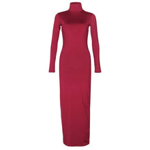 Load image into Gallery viewer, Cali and Clyde &quot;Truth or Dare&quot; Long Sleeve Bodycon Dresses Wine Red Turtleneck