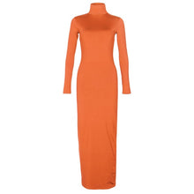Load image into Gallery viewer, Cali and Clyde &quot;Truth or Dare&quot; Long Sleeve Bodycon Dresses Orange Turtleneck